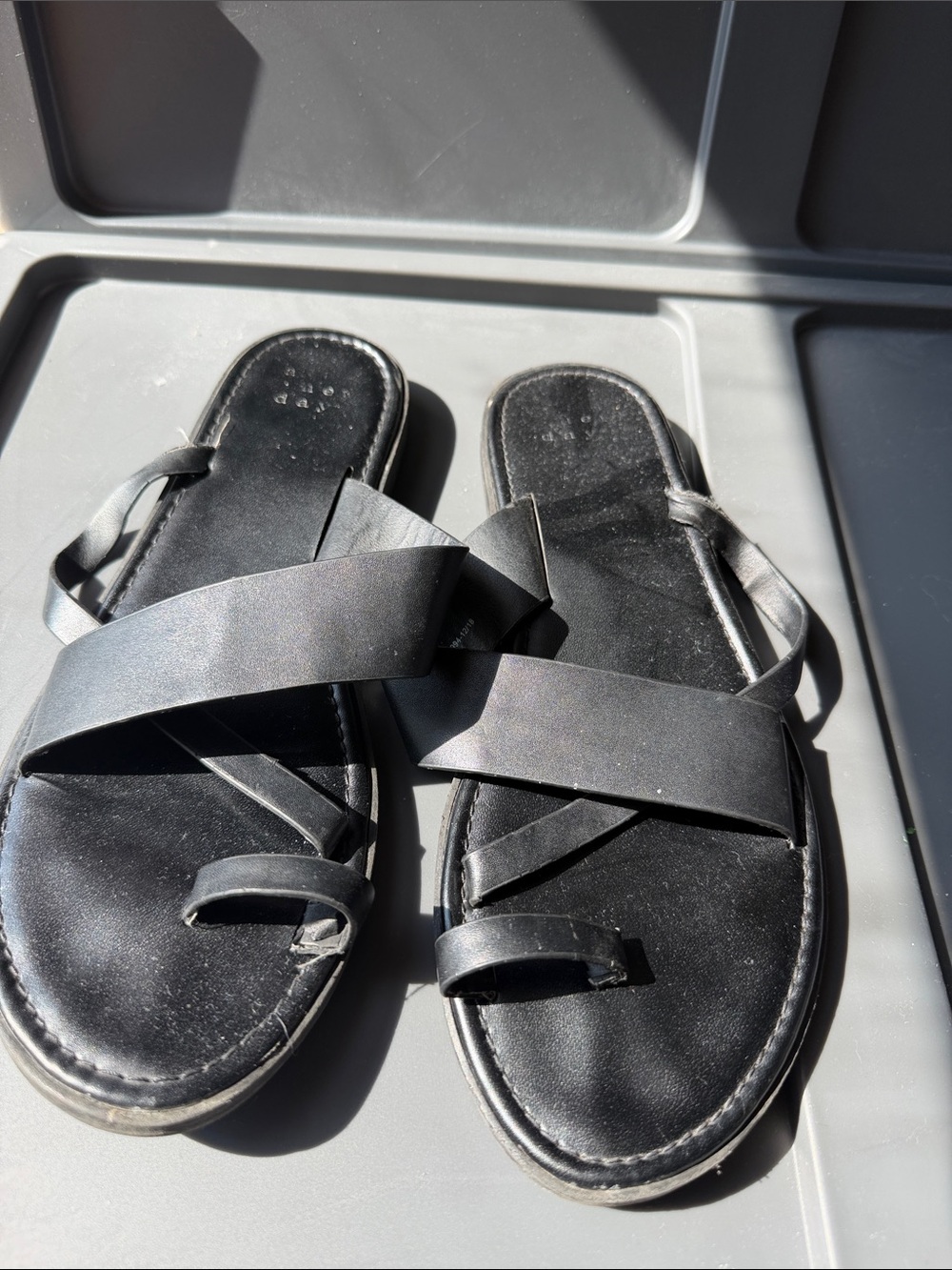a new day Black Cross-Strap Slide Sandals